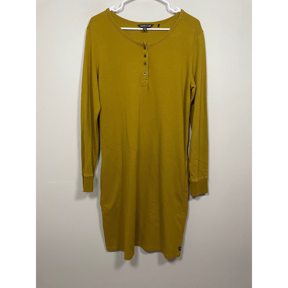 Toad&Co Ponderosa Long Sleeve Dress In Mustard Yellow Size Small Outdoor Camping